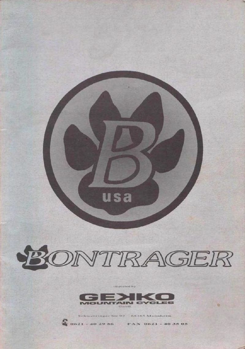 Bontrager 1994 catalog cover