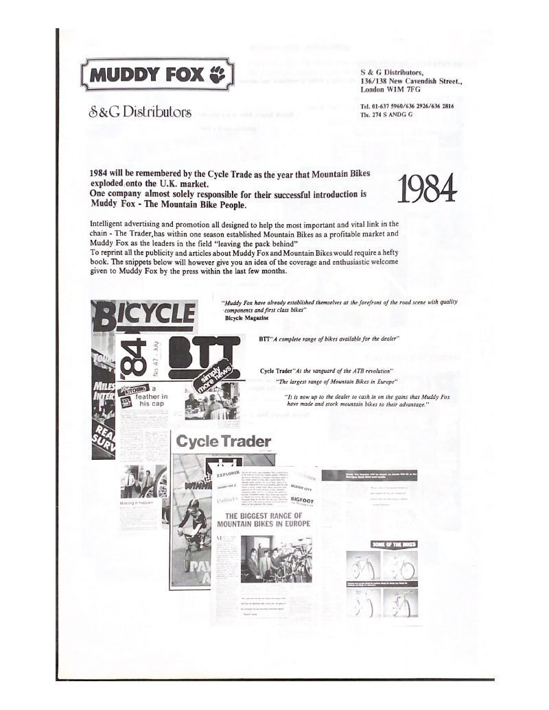 Muddy Fox 1984 catalog cover
