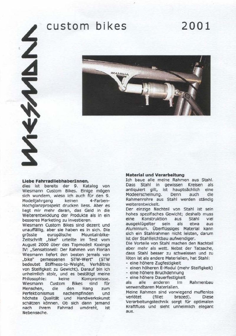 Wiesmann 2001 catalog cover