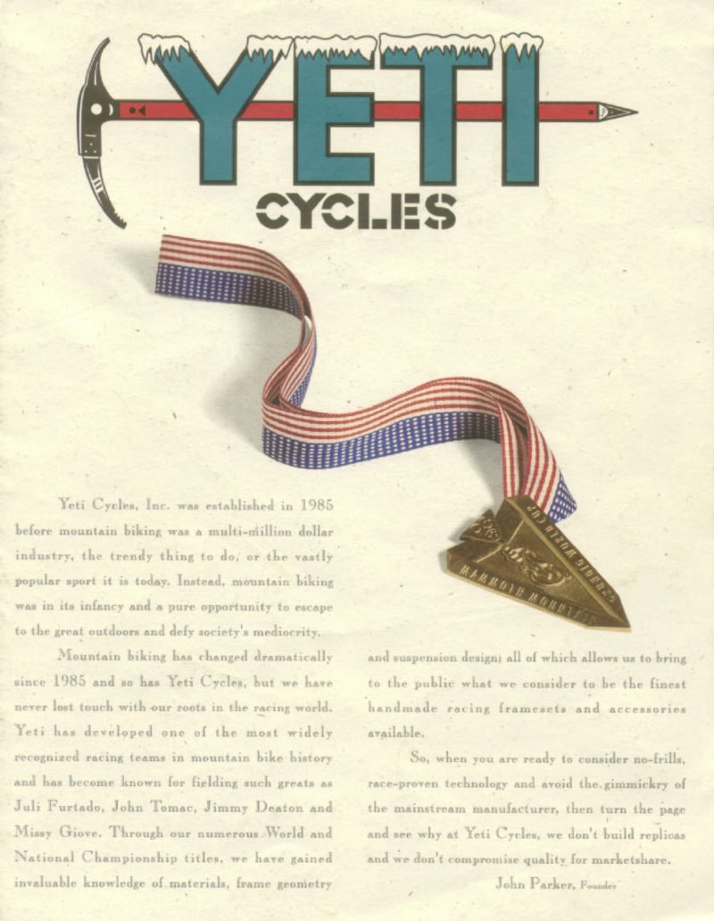Yeti 1994 catalog cover