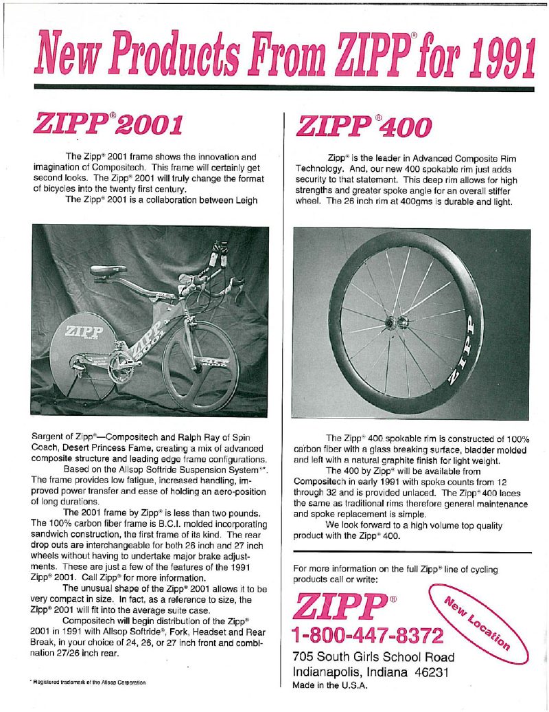 Zipp 1991 catalog cover